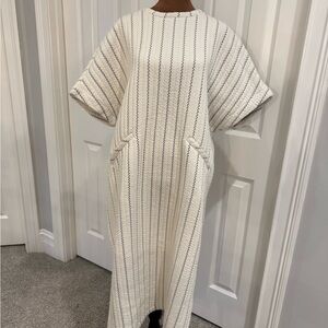 Zara White and Black Striped Maxi Dress